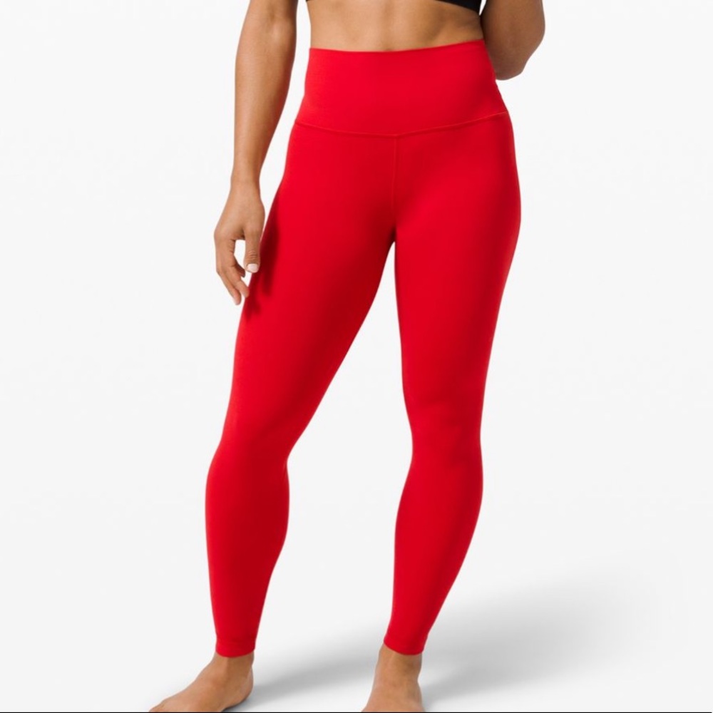 Red 25 inch Lululemon Align Leggings Size 4